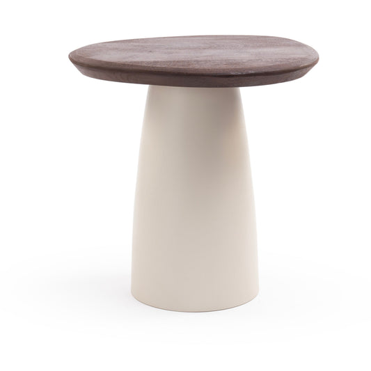 Small timber and cream side table