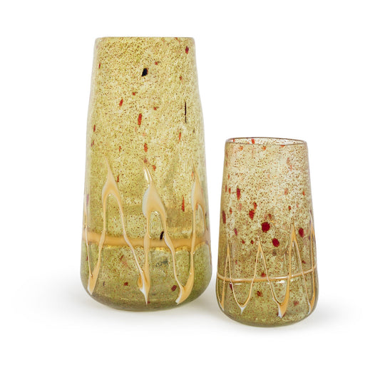 Akemi large textured green and gold glass decorative vase 36cm
