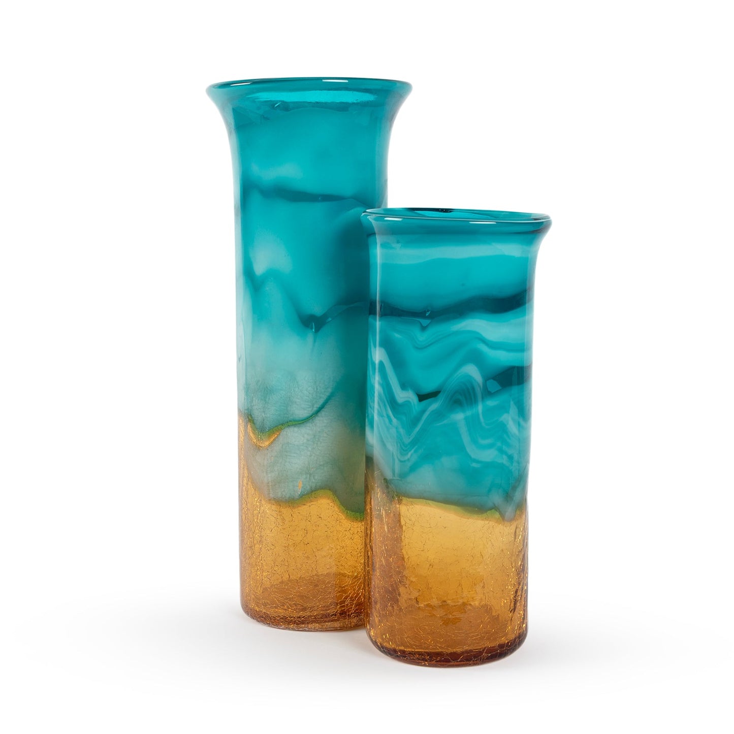 Amala small textured blue and gold glass decorative vase 31cm