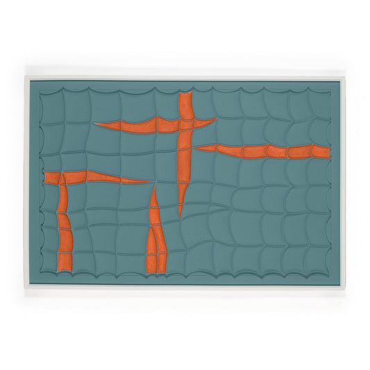 Blue and orange 3D artwork