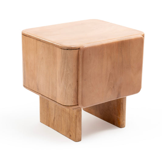 Natural wood bedside table