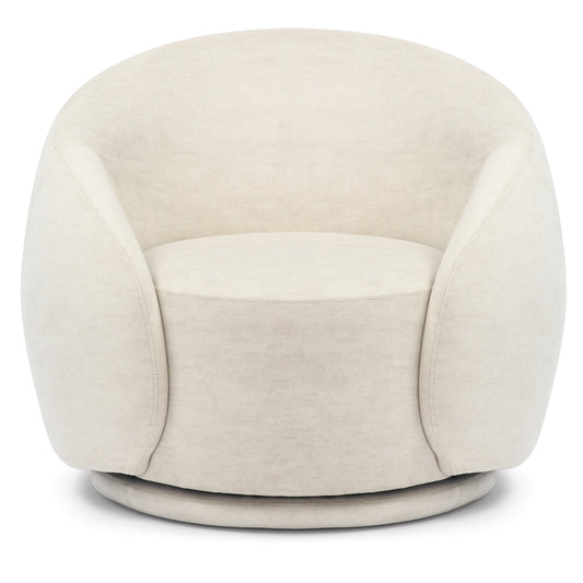 White velvet denny swivel armchair with sleek modern design