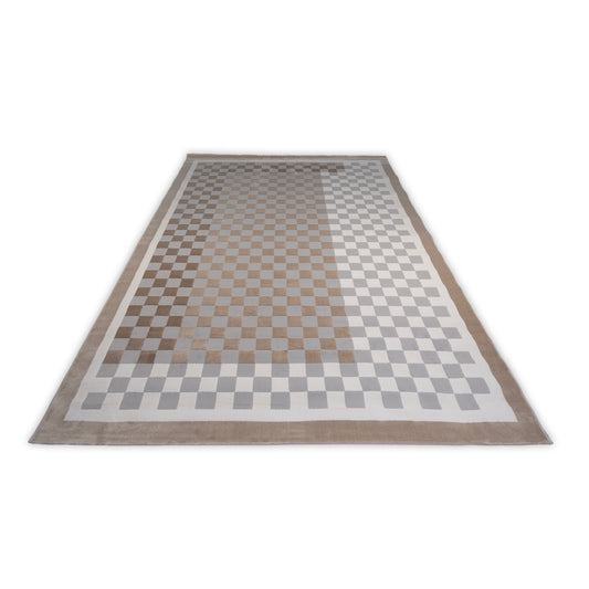 Checkered brown and cream rug