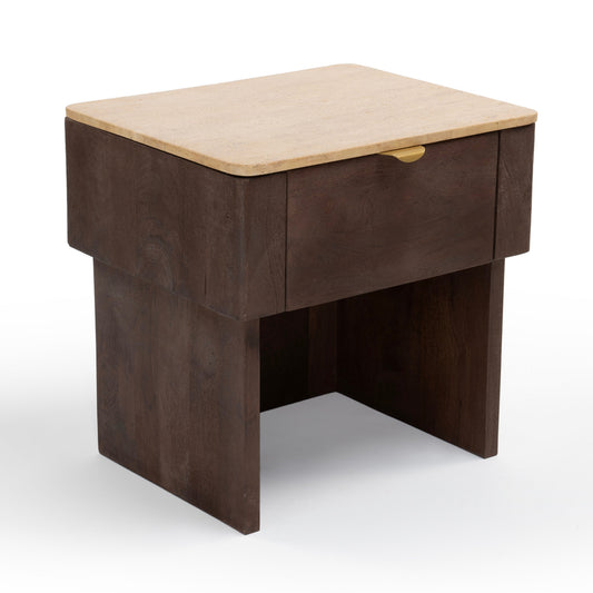 Stone and wood bedside table