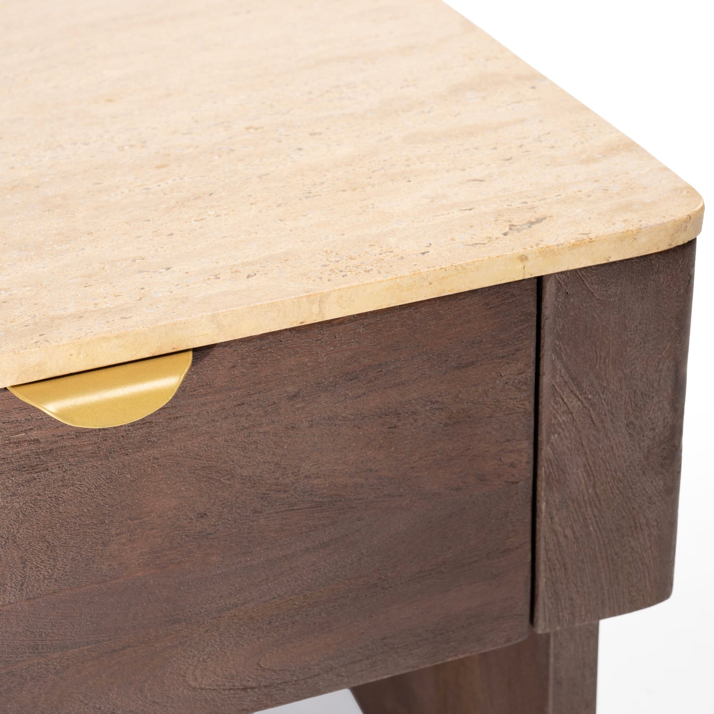 Stone and wood bedside table