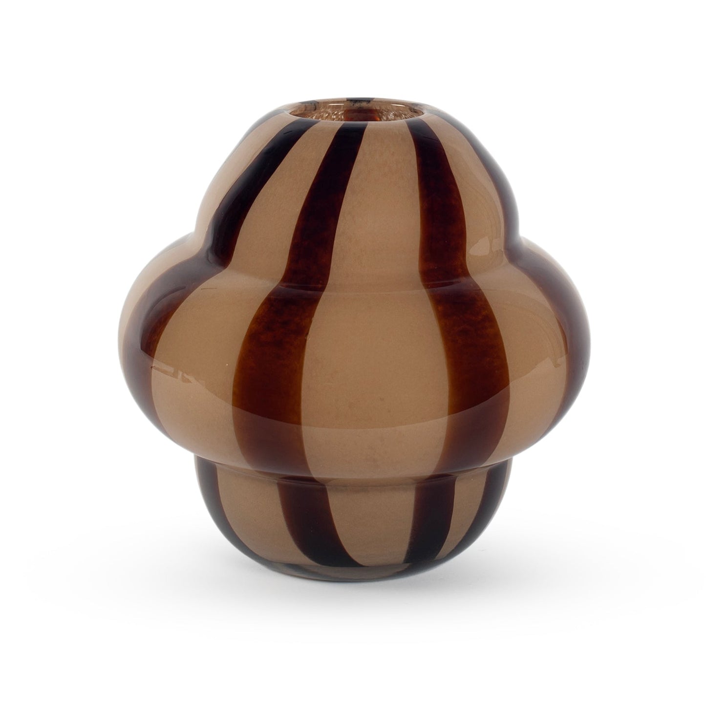 Marlo earth brown swirl sculptural glass vase 22cm contemporary