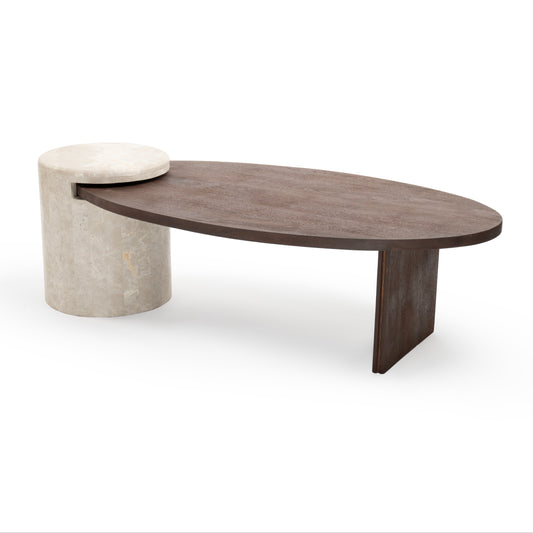 Modern Stone And Wood Coffee Table