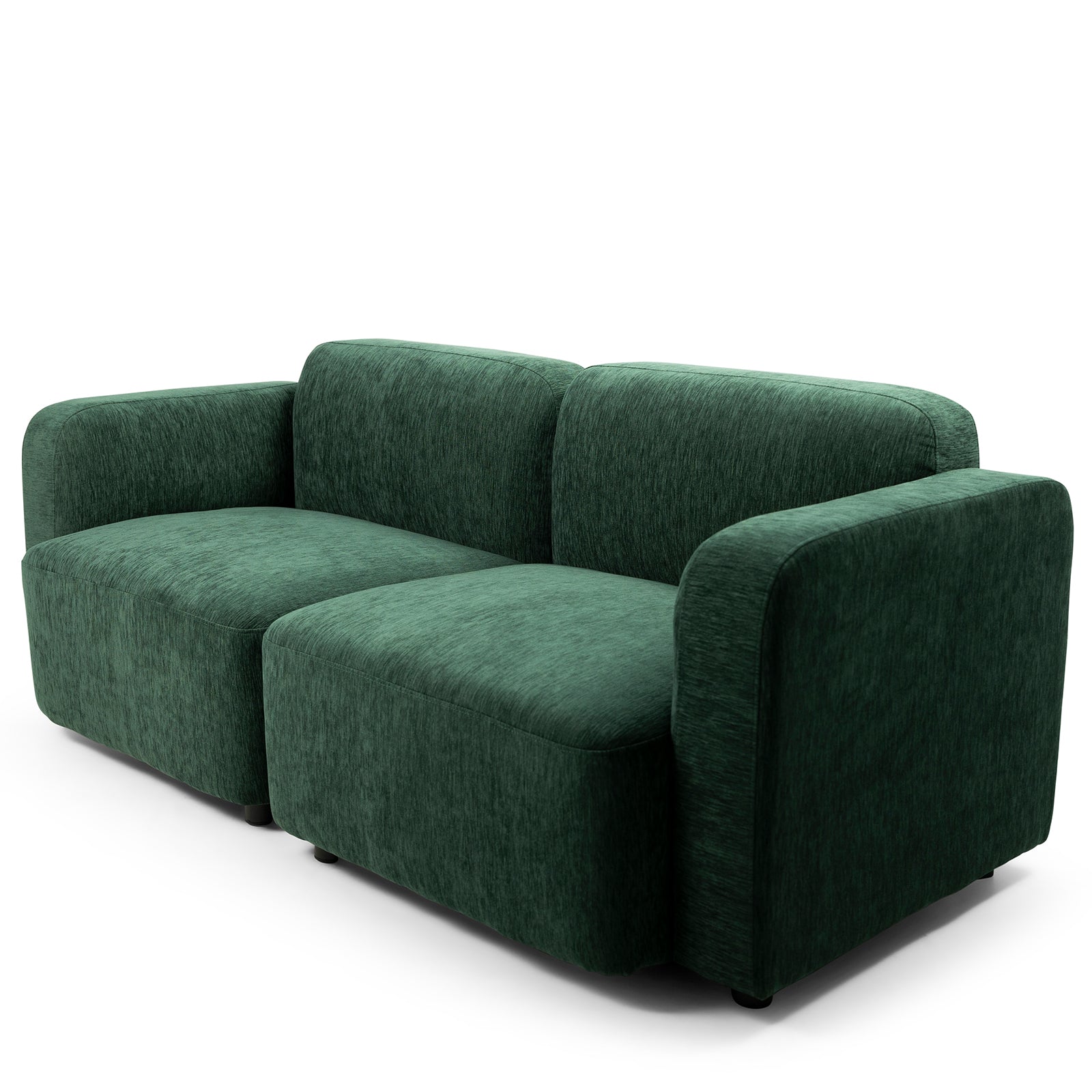 Momo Sectional Sofa 2 Seater in green, angled front view