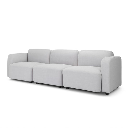 Momo light grey 3-seater sofa angled view