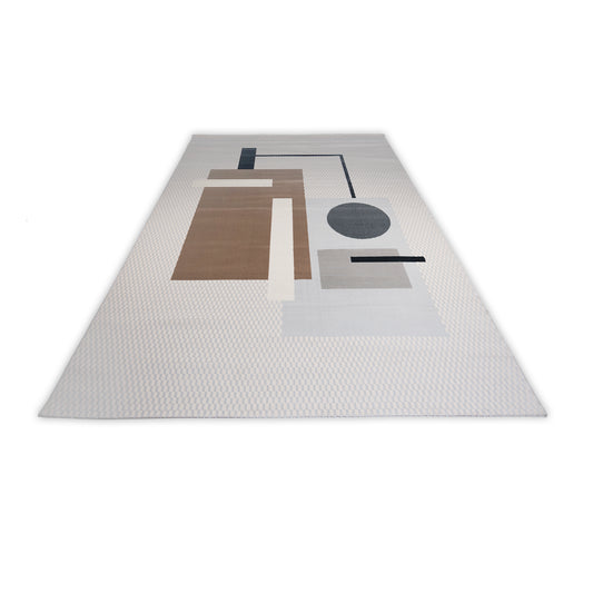Abstract modern brown and cream rug