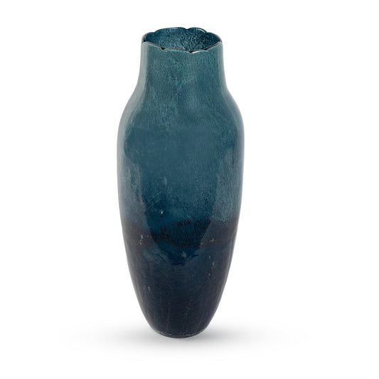 Orson tall deep blue curved glass vase 44cm large statement