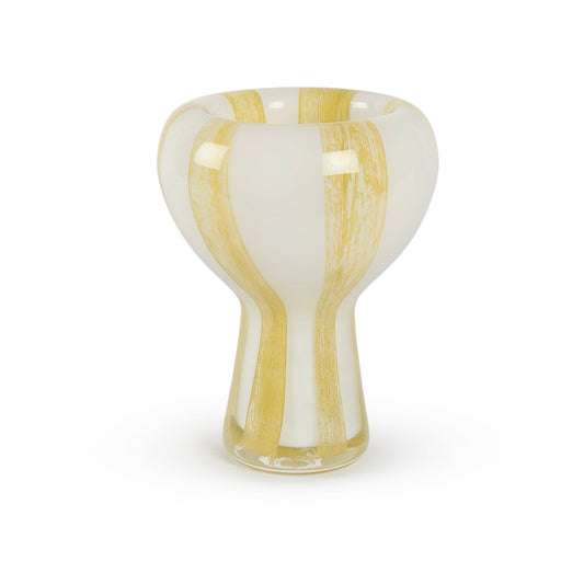Stella abstract yellow and white stripe glass vase 20cm modern contemporary