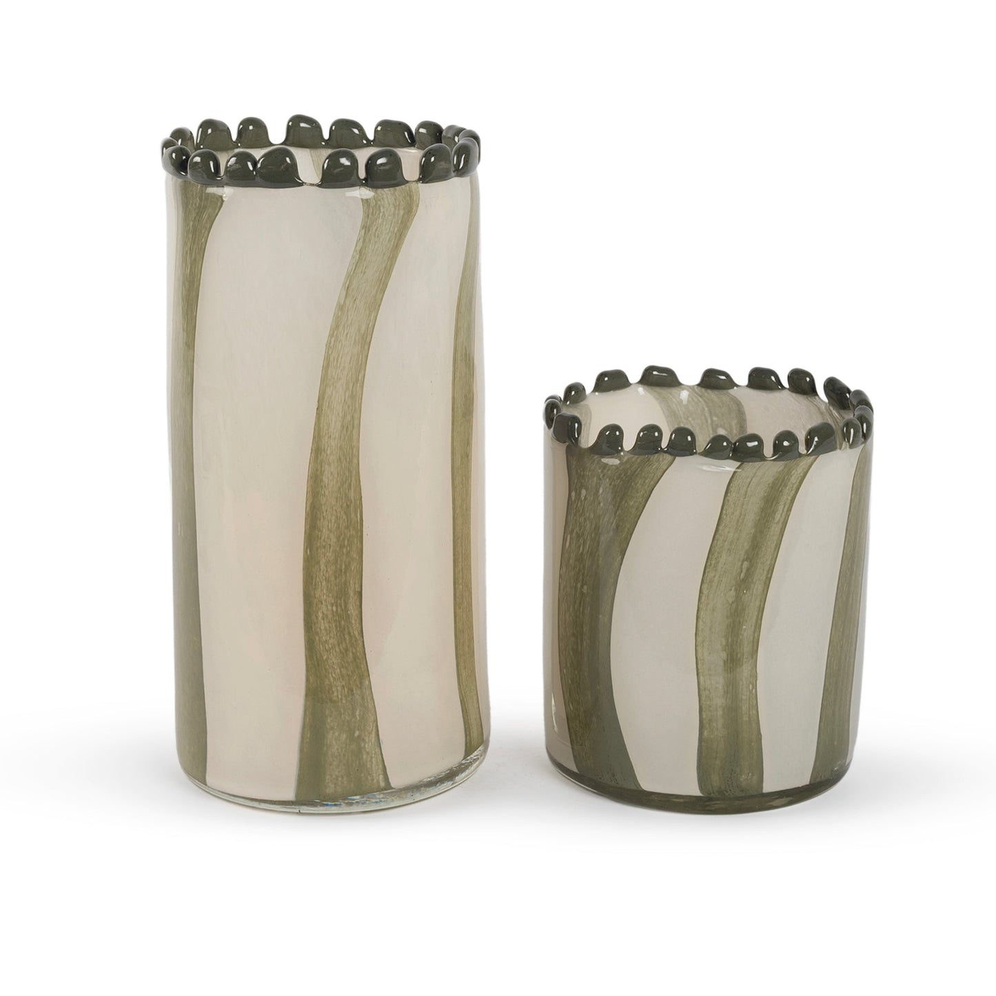 Topaz large rounded green and cream abstract glass vase 25cm