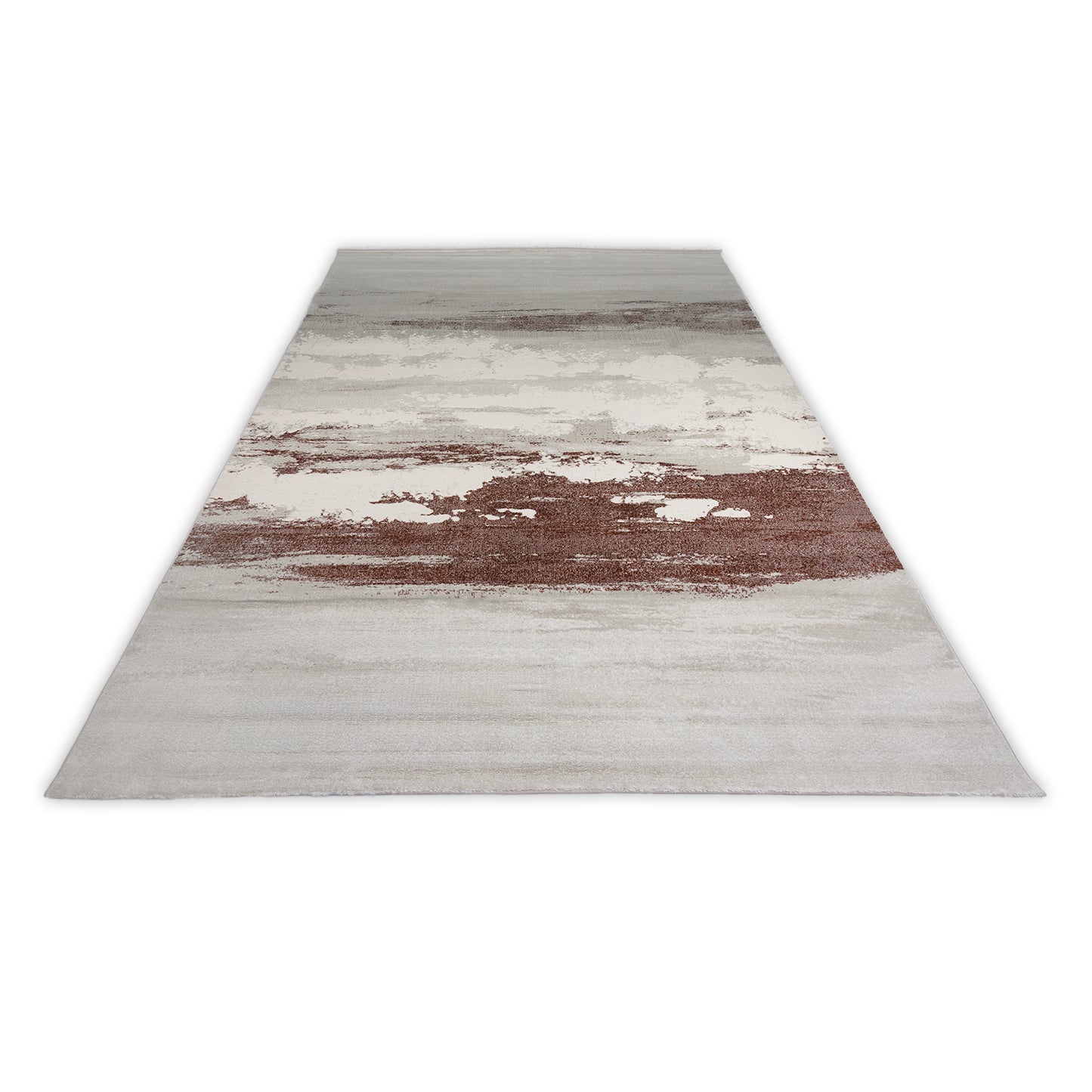 Grey and rust copper modern rug