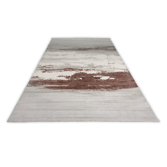 Grey and rust copper modern rug