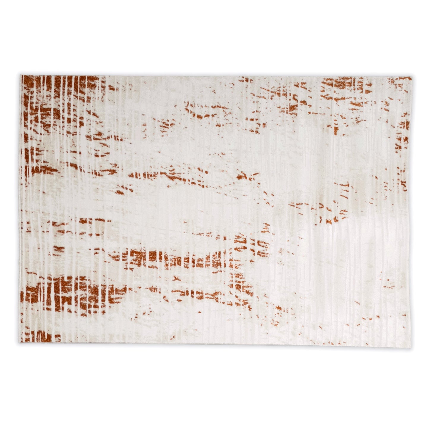 Cream and orange contemporary rug