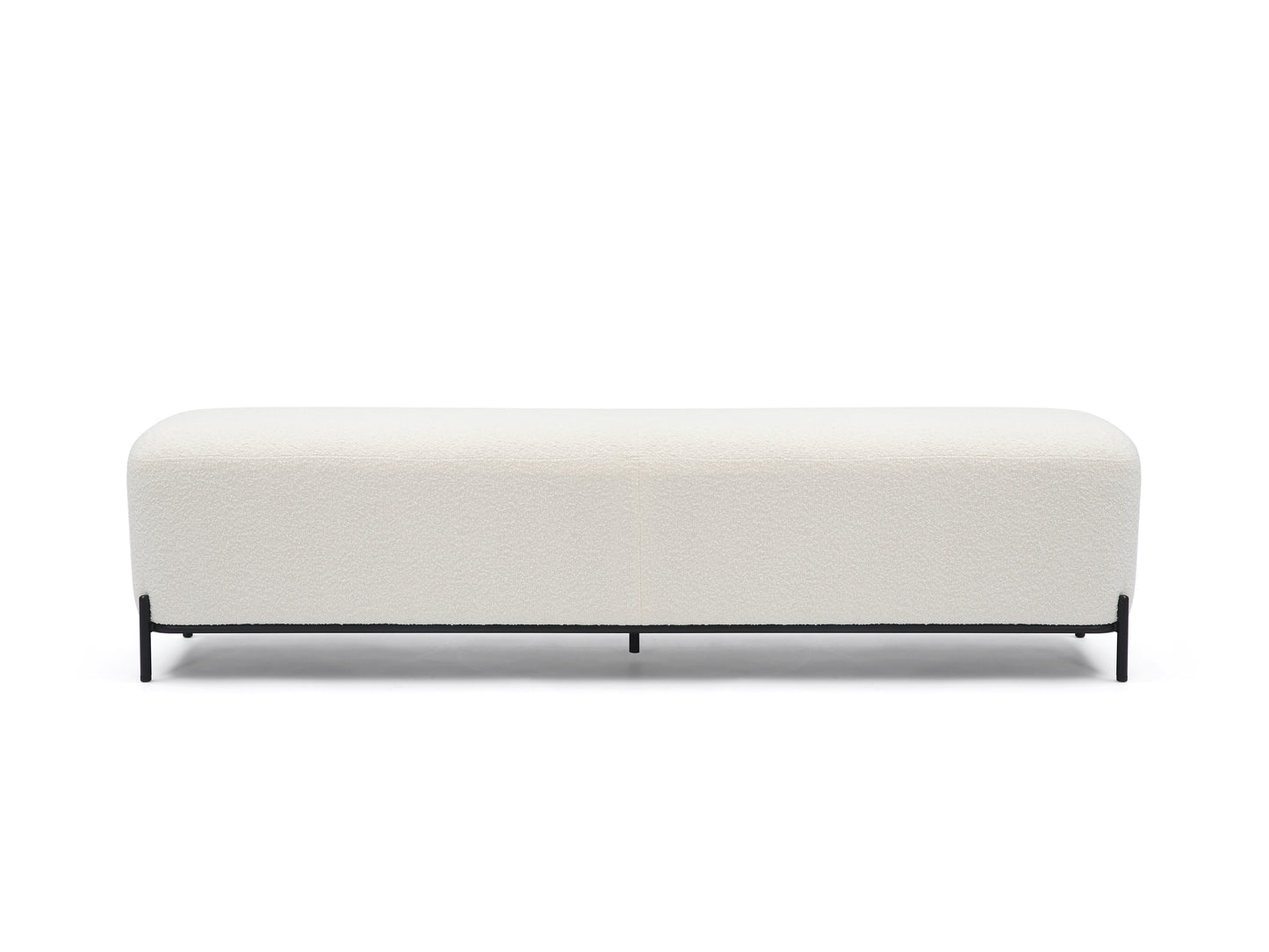 Wraith ottoman in white with a sleek rounded shape
