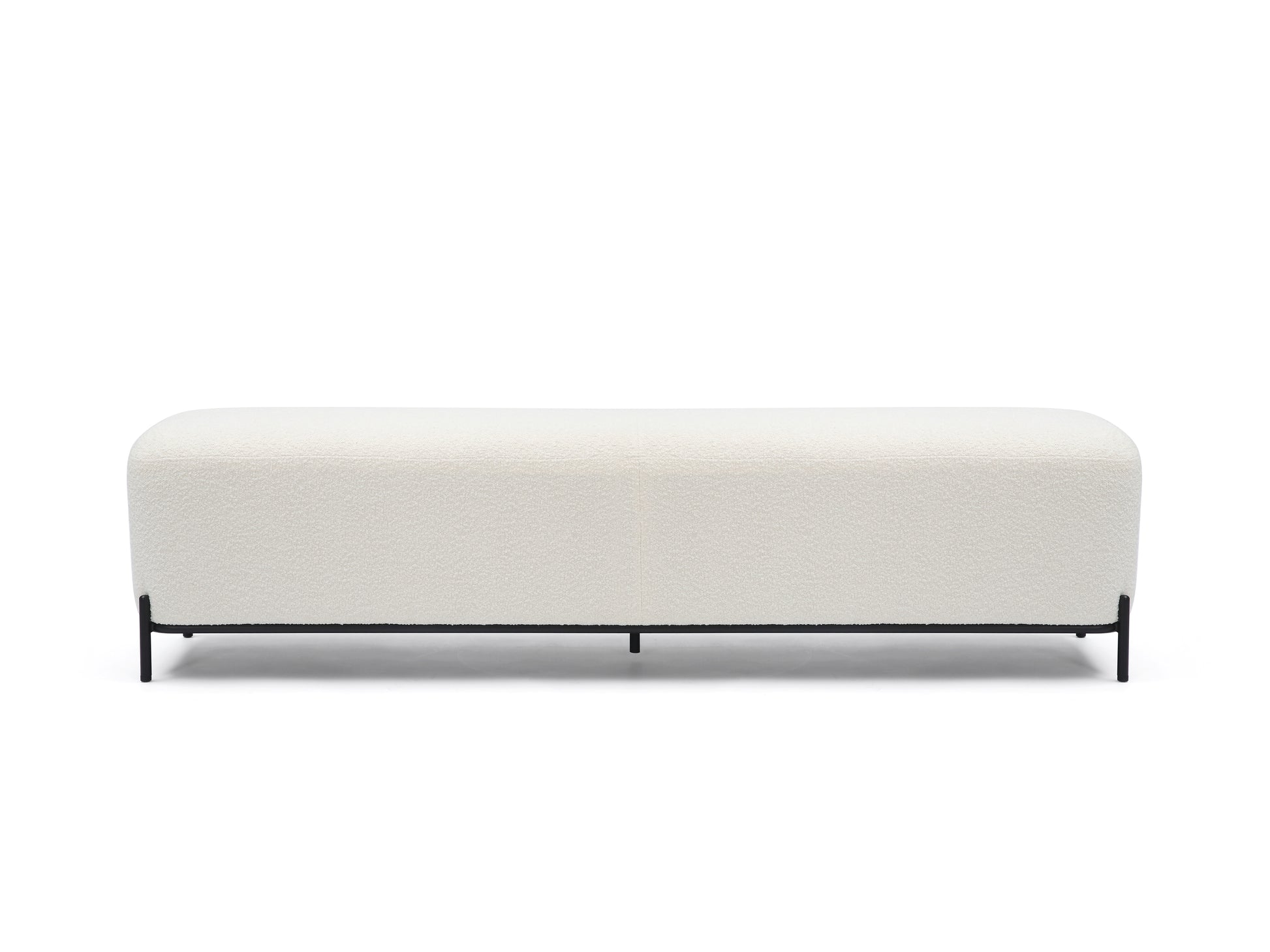 Wraith ottoman in white with a sleek rounded shape