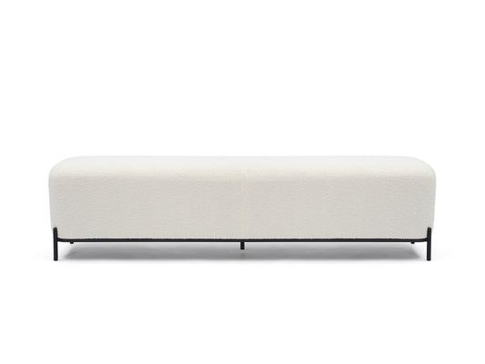 Wraith ottoman in white with a sleek rounded shape