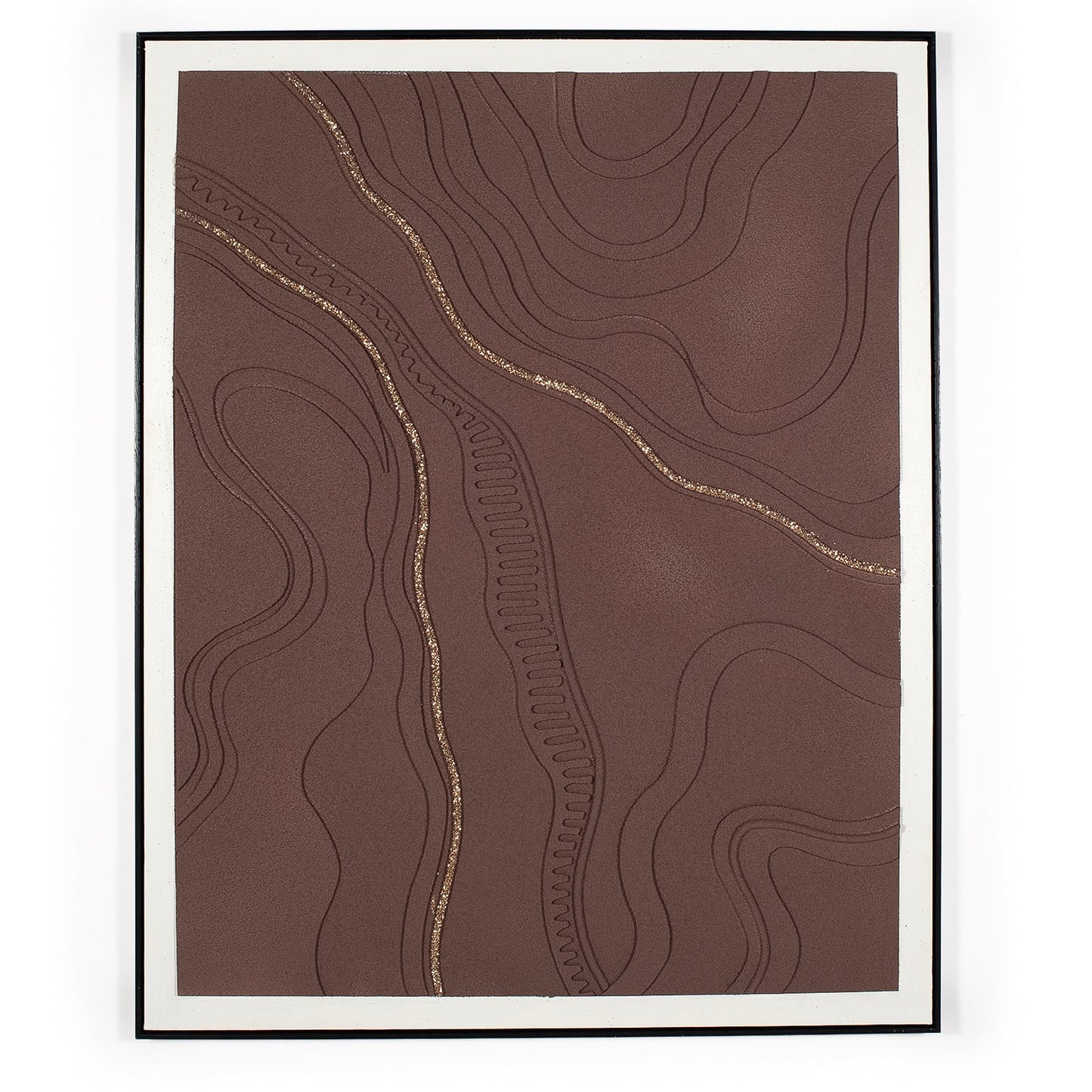 3D burgundy and gold artwork