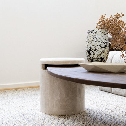 Milano 1.2M Stone And Wood Coffee Table