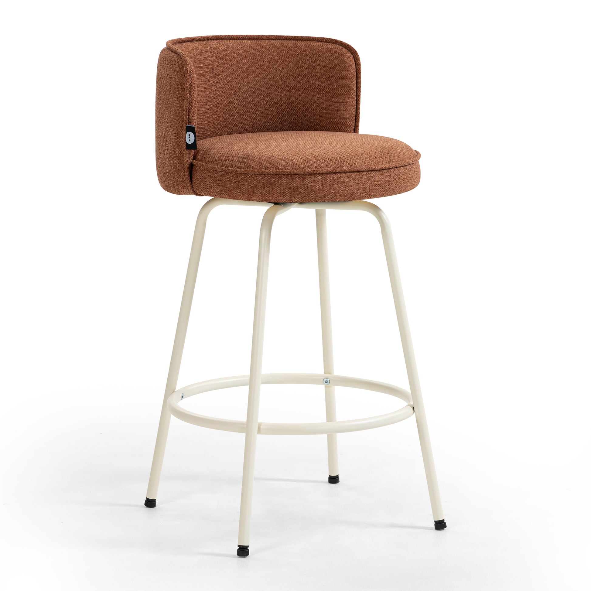 Orange Swivel Barstool With Cream Frame