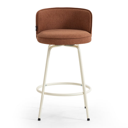 Orange Swivel Barstool With Cream Frame