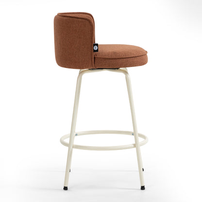 Orange Swivel Barstool With Cream Frame