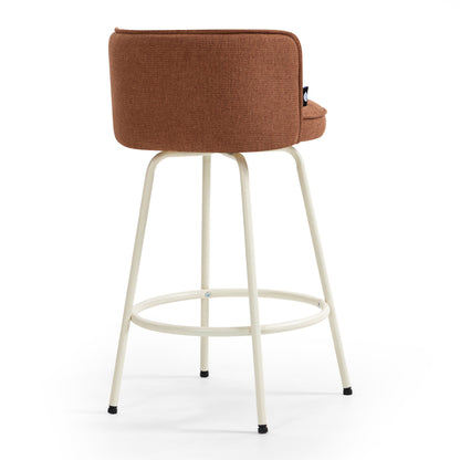 Orange Swivel Barstool With Cream Frame