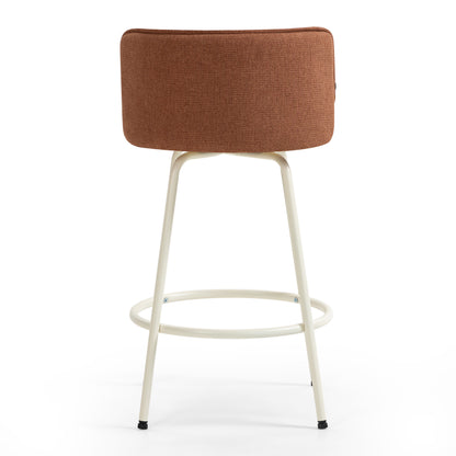 Orange Swivel Barstool With Cream Frame