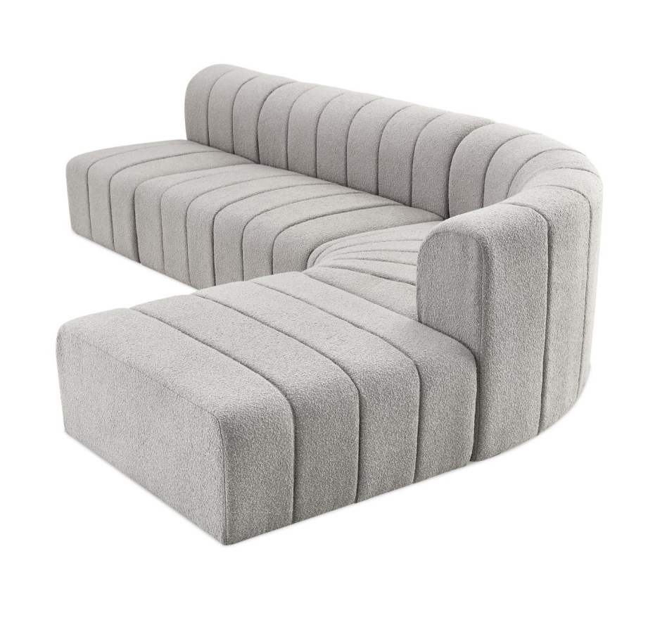 Modern Modular Light Grey Boucle Sofa - Kalu Interiors