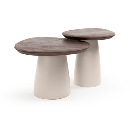 Two tone walnut and cream coffee table