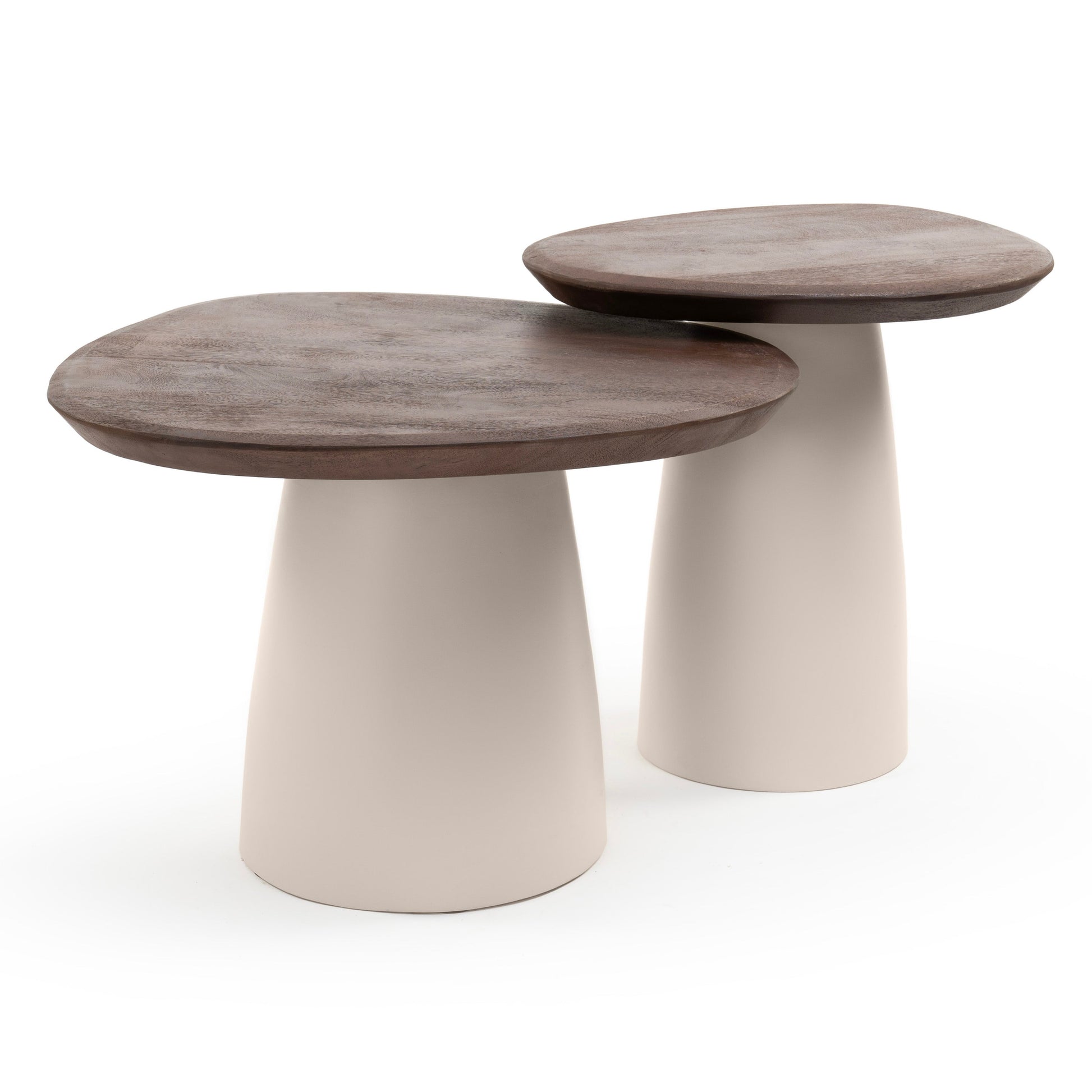 Small timber and cream side table
