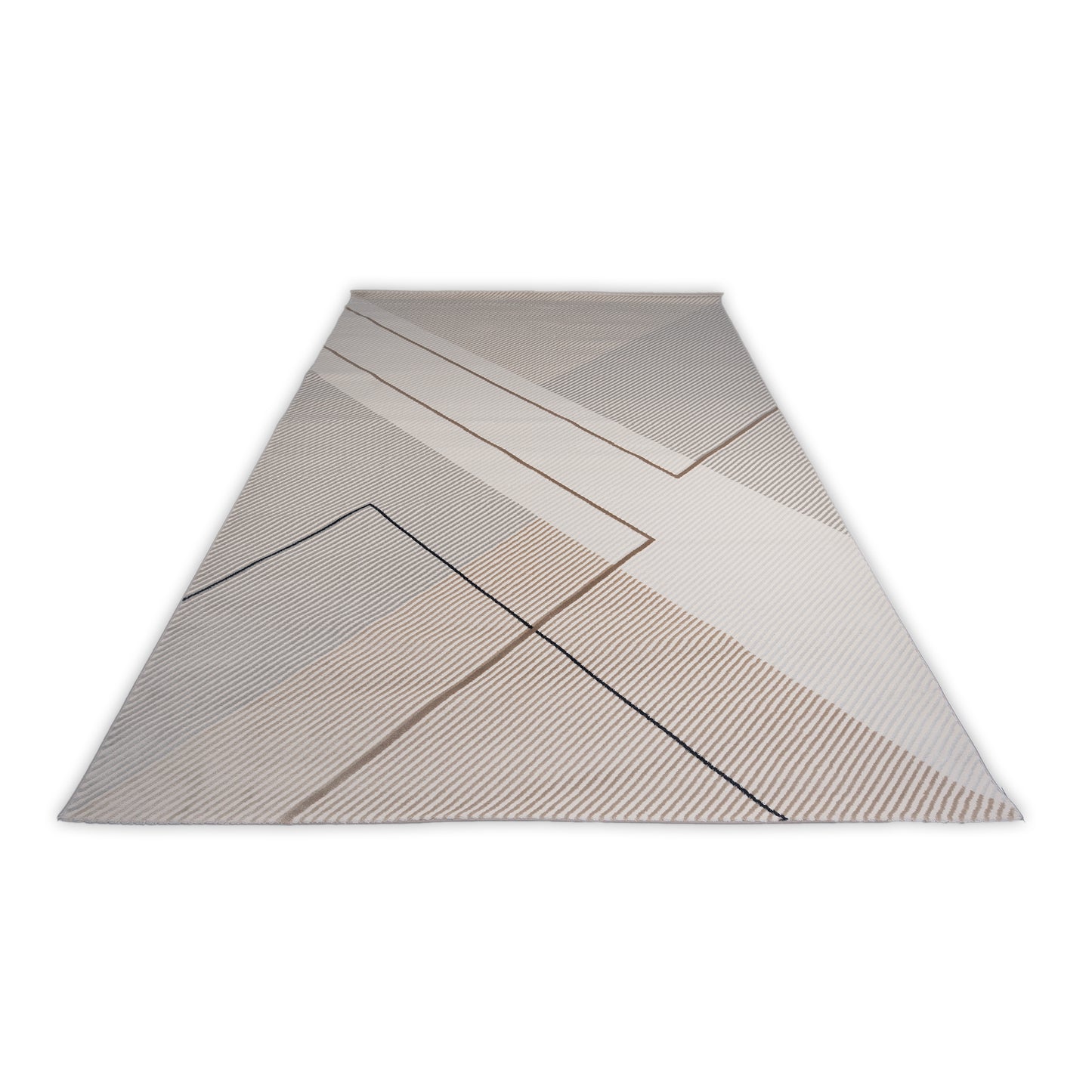 Beige and brown geometric patterned rug