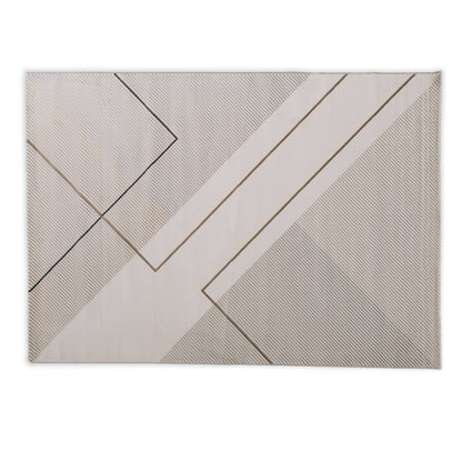 Beige and brown geometric patterned rug