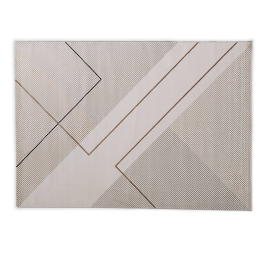 Beige and brown geometric patterned rug