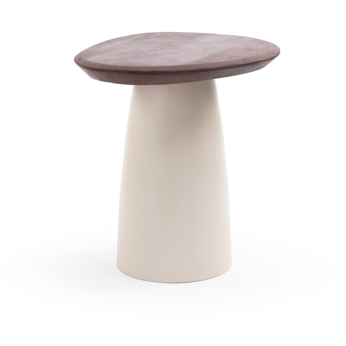 Small timber and cream side table