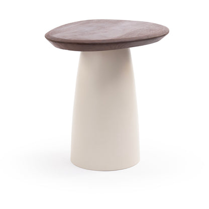 Small timber and cream side table