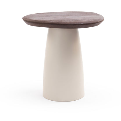 Small timber and cream side table