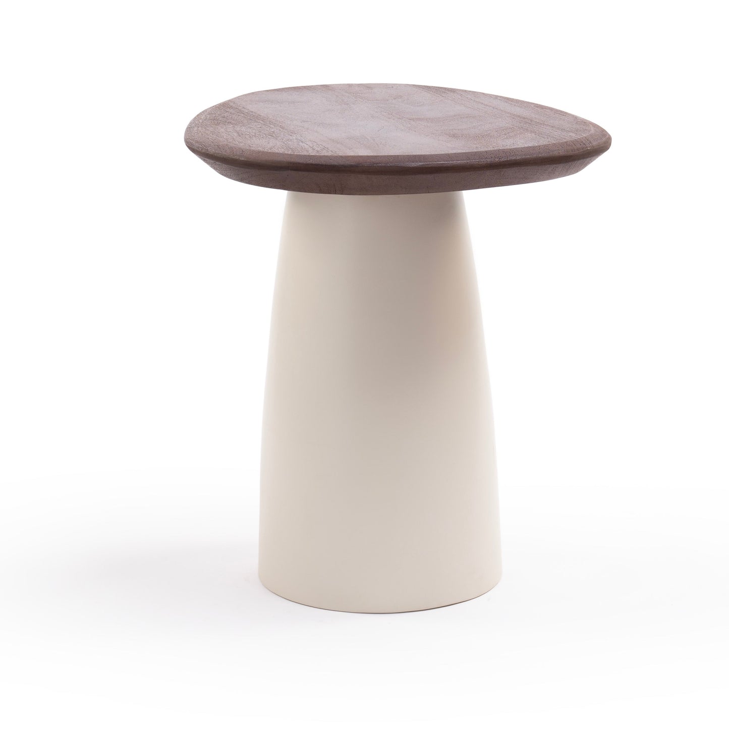 Small timber and cream side table