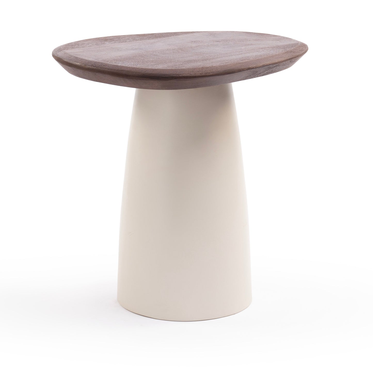 Small timber and cream side table