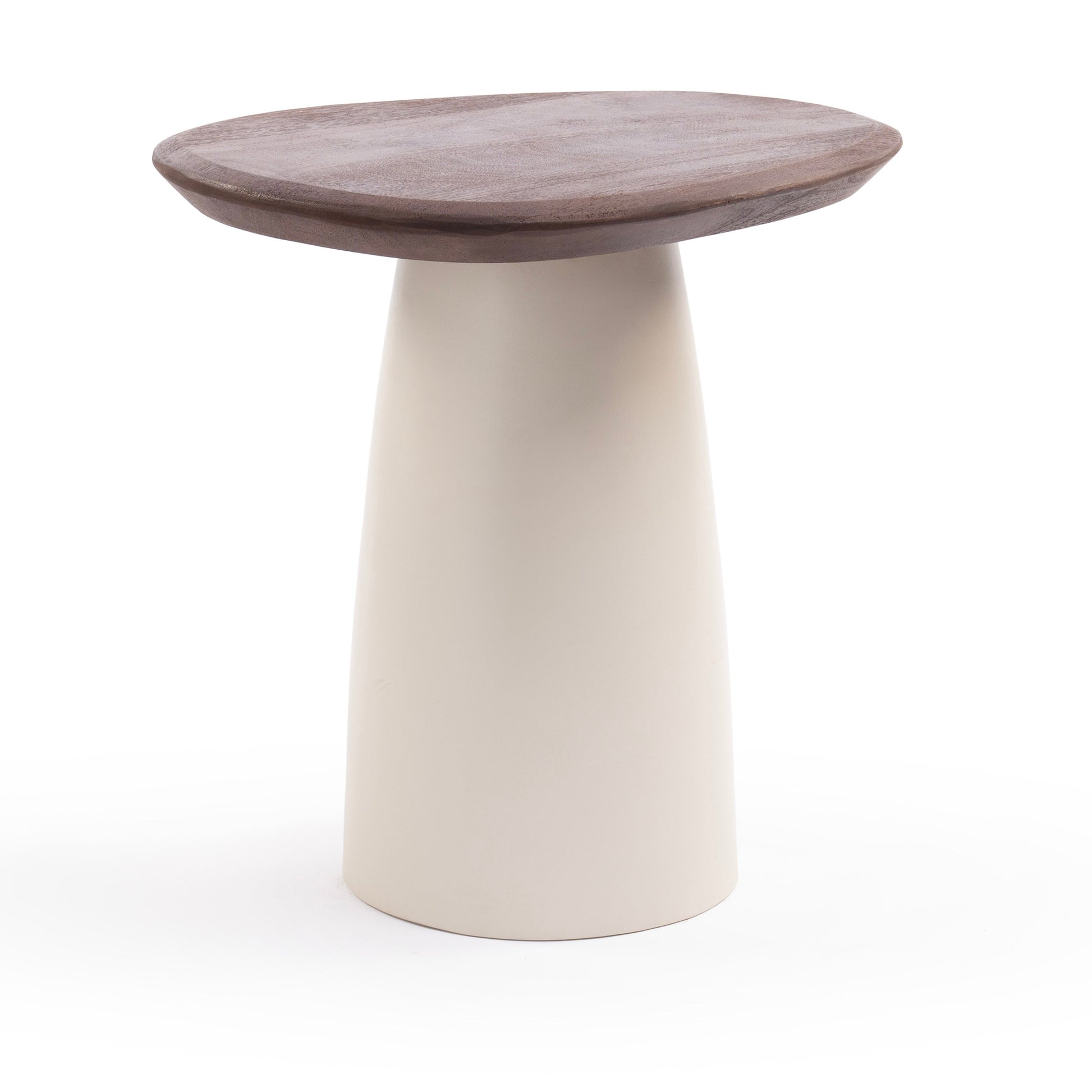 Small timber and cream side table