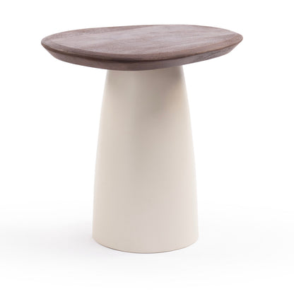 Small timber and cream side table