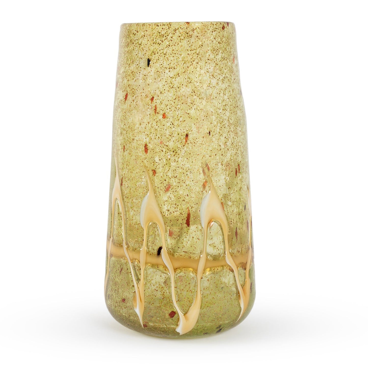 Akemi large textured green and gold glass decorative vase 36cm