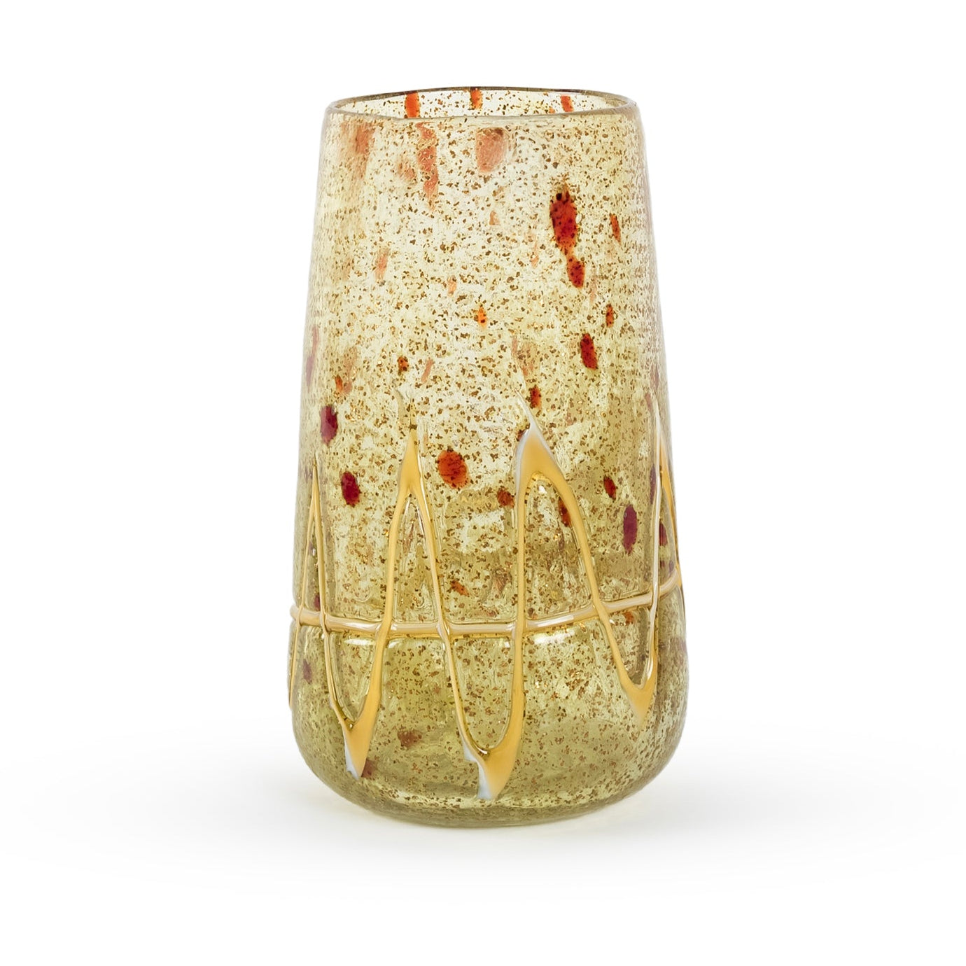 Akemi small textured green and gold glass decorative vase 23cm