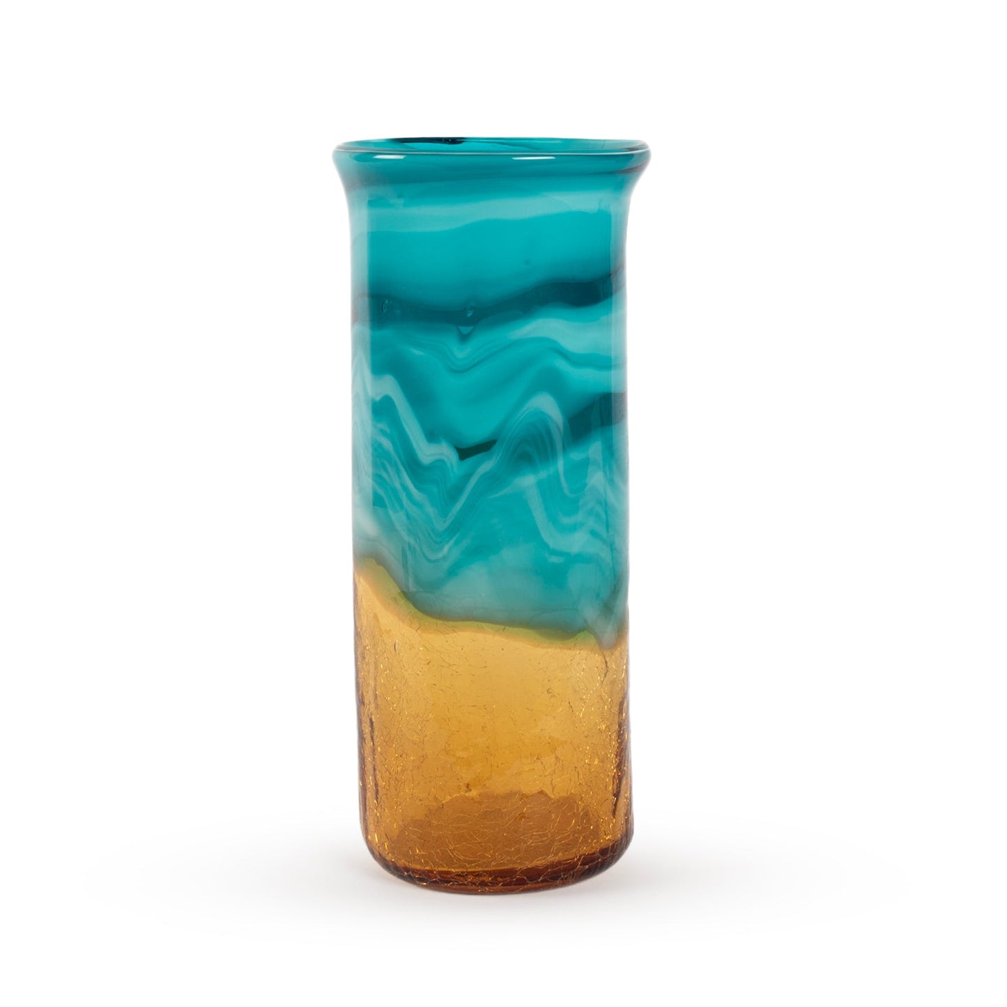 Amala small textured blue and gold glass decorative vase 31cm