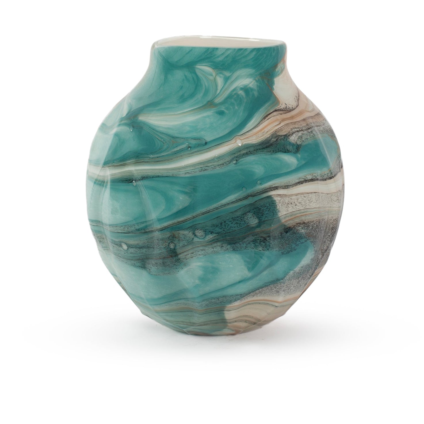 Bayan large abstract orange blue white black swirl opal finish glass vase 29cm