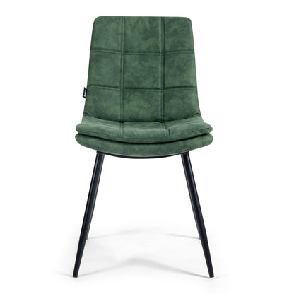 Brooke green PU dining chair front view display
