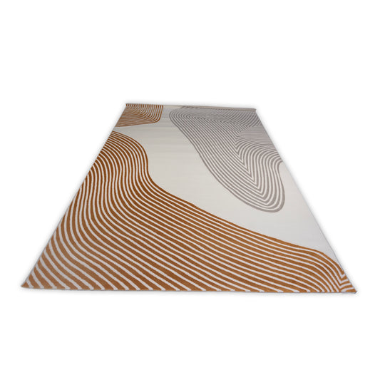 Abstract orange, grey and cream modern rug