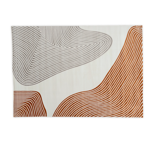Abstract orange, grey and cream modern rug
